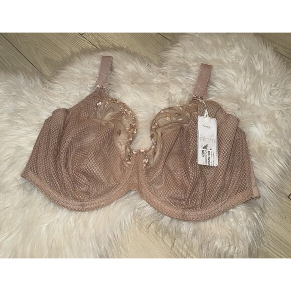 Elomi Charley Plunge Bra Lace Unlined UW Womens UK 32J US 32M Beige 4380 New - Picture 1 of 5